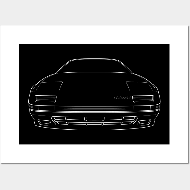 Mazda RX-7 FC - stencil, white Wall Art by mal_photography